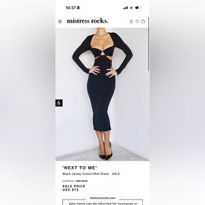 Mistress Rocks Black Cutout Long Sleeve Dress “Next to me”